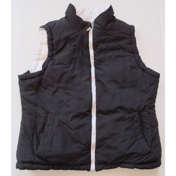 B Moss Coat Puffer Vest Reversible White/Black All Black Mock Neck Size Medium - Picture 7 of 8